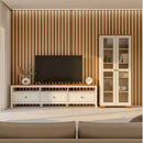 Conjunto de Sala 2 Peças com 1 Rack e 1 Cristaleira Madeira Maciça Ananda CabeCasa MadeiraOriginals Off White/Mel