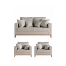 Kit Sofá e 2 Poltronas Decorativa Beni 1,60cm Beny Base Madeira Linho Bege - Montanaris Decor Bege