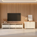 Conjunto de Sala 2 Peças com 1 Rack 2,10 e 1 Armário 2 Portas Ananda CabeCasa MadeiraOriginals Off White/Mel