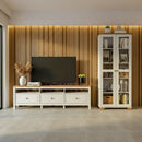 Conjunto de Sala 2 Peças com 1 Rack e 1 Cristaleira Ananda CabeCasa MadeiraOriginals Off White/Mel