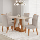 Conjunto Sala de Jantar Mesa 120x80,7cm Tampo com Vidro 4 Cadeiras Inspirare Bege/Mel