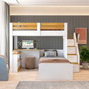 Beliche Multifuncional Solteiro Adulto com Escrivaninha Star Office Casatema MadeiraOriginals Branco/Freijó