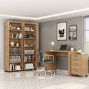 Kit 4 Peças com Escrivaninha, Gaveteiro e 2 Estantes Livreiros Marrom