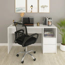 Kit 2 Peças com Escrivaninha com Ripado 2 Gavetas 1 Nicho com Cadeira para Escritório Diretor Tela Mesh Branco