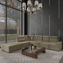 Sofá de Canto 9 Lugares com Puff Leblon Bege