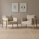 Kit 2 Poltronas Decorativas Com Apoio Para Braços Em Madeira Maciça Bege Orion House Deccor Bege/Bege