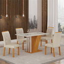 Conjunto Sala de Jantar com 4 Cadeiras Miami Freijo/OffWhite/Palha